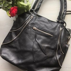 Linea Pelle Black Leather Shoulder Bag